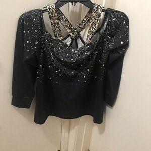 Made with Love black strappy open shoulder top small nwt